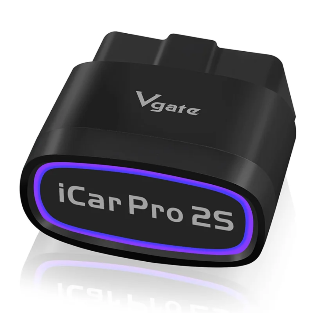Czarny interfejs Vgate iCar Pro 2S BT 5.2 z fioletowym podświetleniem przedniego panelu