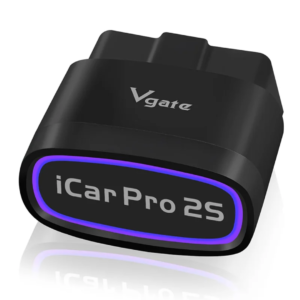 Czarny interfejs Vgate iCar Pro 2S BT 5.2 z fioletowym podświetleniem przedniego panelu